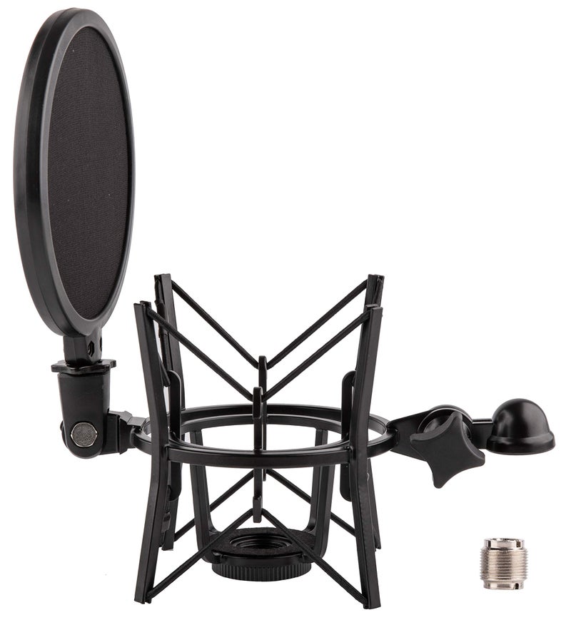 LYRCRO Microphone Shock Mount with Integrated Pop Shield for Rode Mics like K2, NT1-A,NT1000, NT2-A, NT2000, NTK, Podcaster and Procaster (20mm Internal Thread). - Image 1